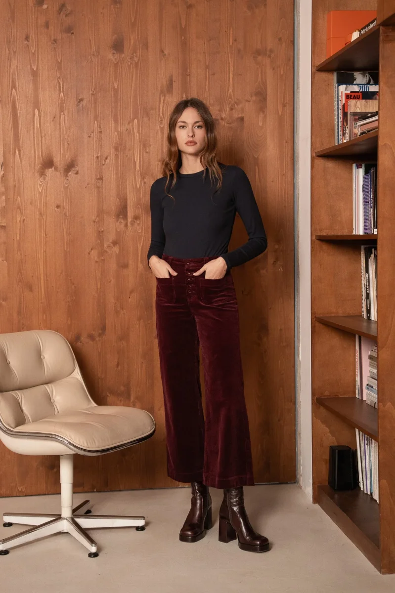 Pantalon Viviane - velours bordeaux