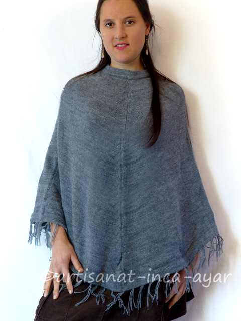 Poncho femme uni laine d’alpaga – coloris au choix
