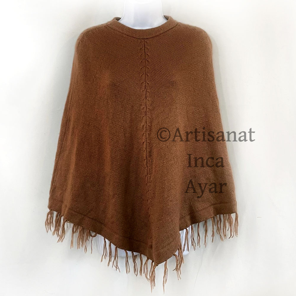 Poncho femme uni laine d’alpaga – coloris au choix – Image 3